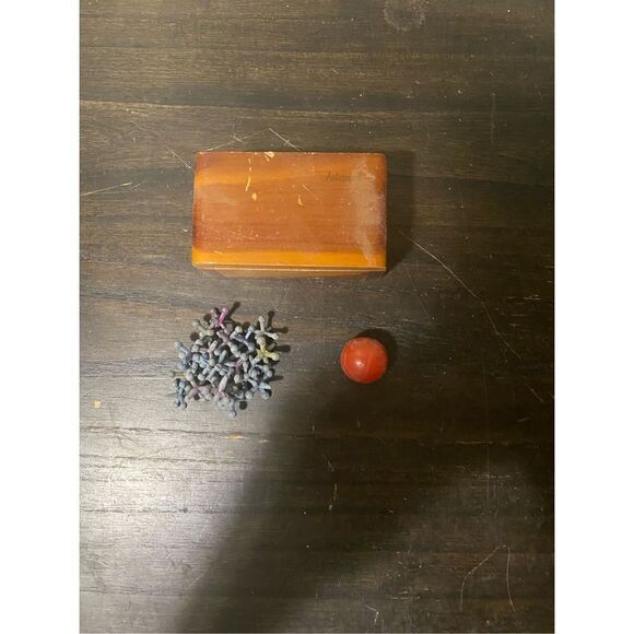 Vintage jacks with ball and wooden case - Picture 2 of 4